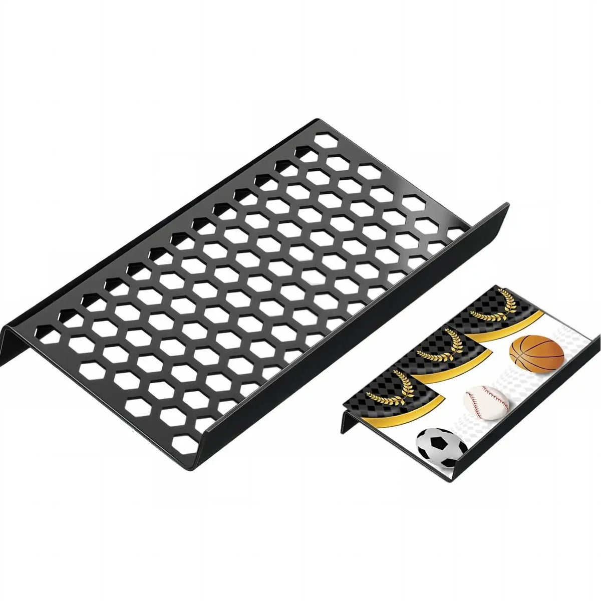 Modular acrylic display unit for trading cards featuring interchangeable grid hollow honeycomb solid spherical semicircular clou