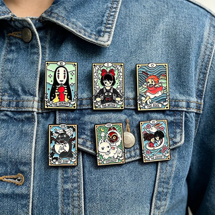6pcs Anime Animal Enamel Brooch Set Cartoon Cat Design Metal Pins Fashion Accessories for Backpacks Ideal Jewelry Gift for Girls