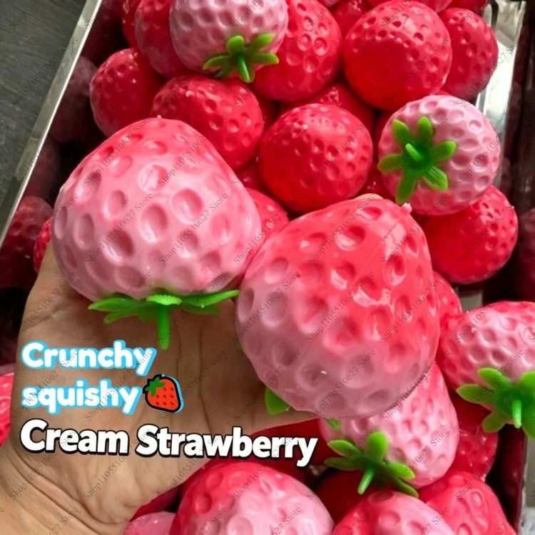 Crispy  Gradient Strawberry Ball Squishy Ball Fidget Toy Crunchy Squeeze Ball Round Blocks Filled ASMR Anti Stress Toy for Adult