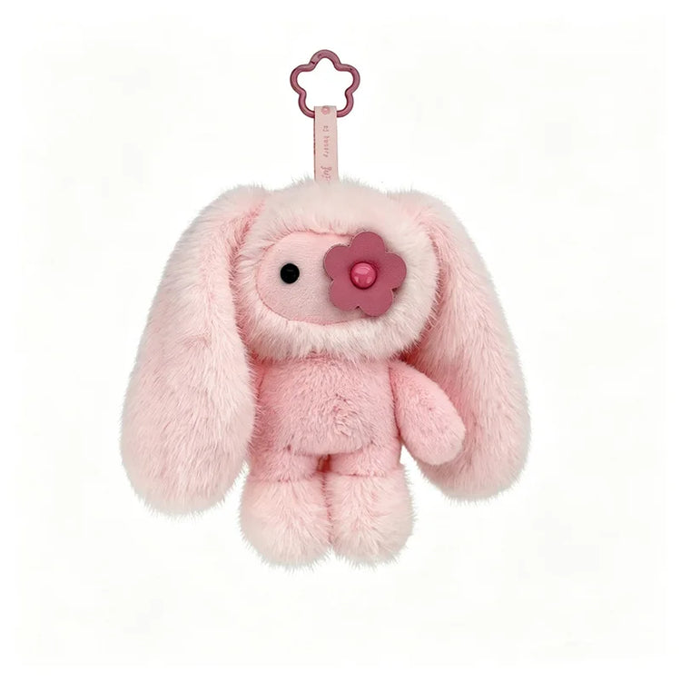 Cute Juju Rabbit Plush Keychain Flower Eye Bunny Kawaii Long Ears Bag Pendant Car Keyring Toy Gift for Girls