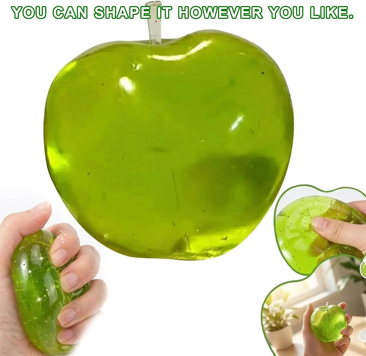 Translucent Green Apple Squishy Toy Slow Rising Stress Relief Sensory Fidget Ball for Adult Kids Anxiety Gift