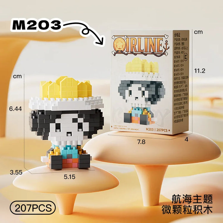 ONE PIECE Sun God Nika Luffy Micro Building Block Chopper Ace Buggy 3D Anime Model Assembly Mini Bricks Figure Toys For Gift